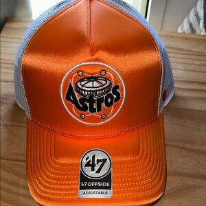 '47 Offside Orange and White Kids Trucker Hat with Astros Patch
